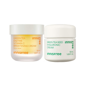 brighten and hydrate duo: vitamin c cream and green tea cream packshot