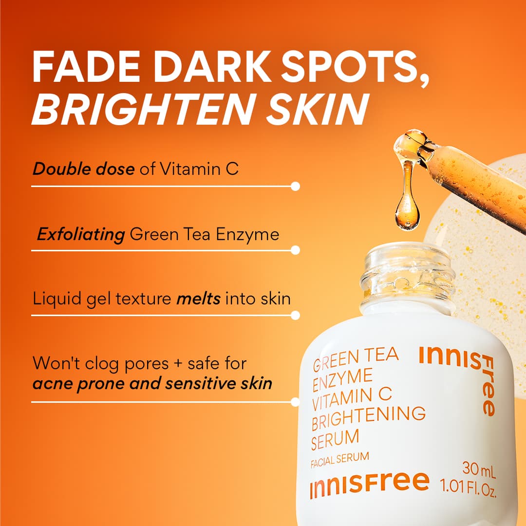 Best Green Tea Enzyme Vitamin C Brightening Serum for Glowing Skin | Green  Tea Enzyme Vitamin C Brightening Serum for Dark Spot Fading | innisfree