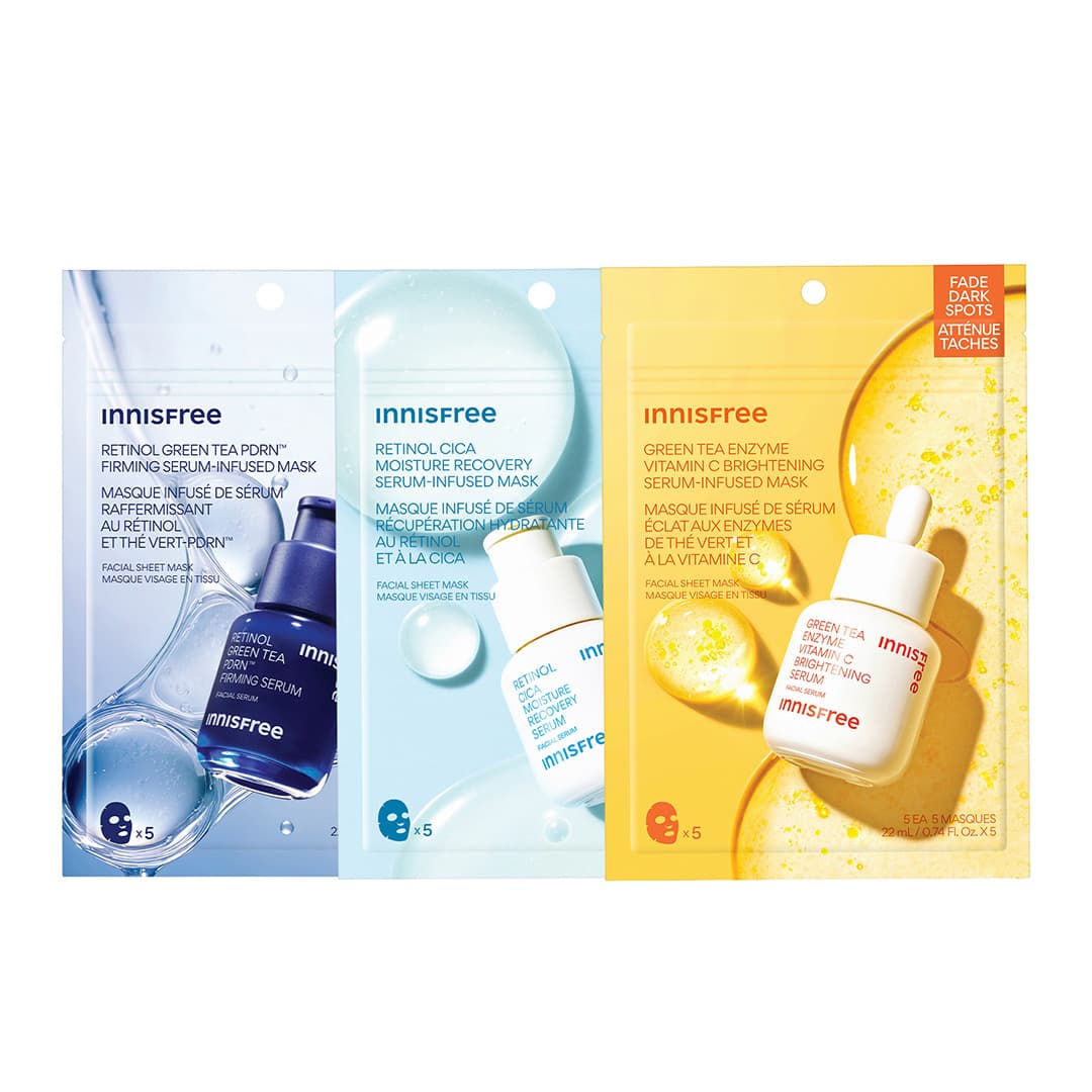 Serum-Infused Sheet Mask 5 Packs - Green Tea PDRN™, Vitamin C, and