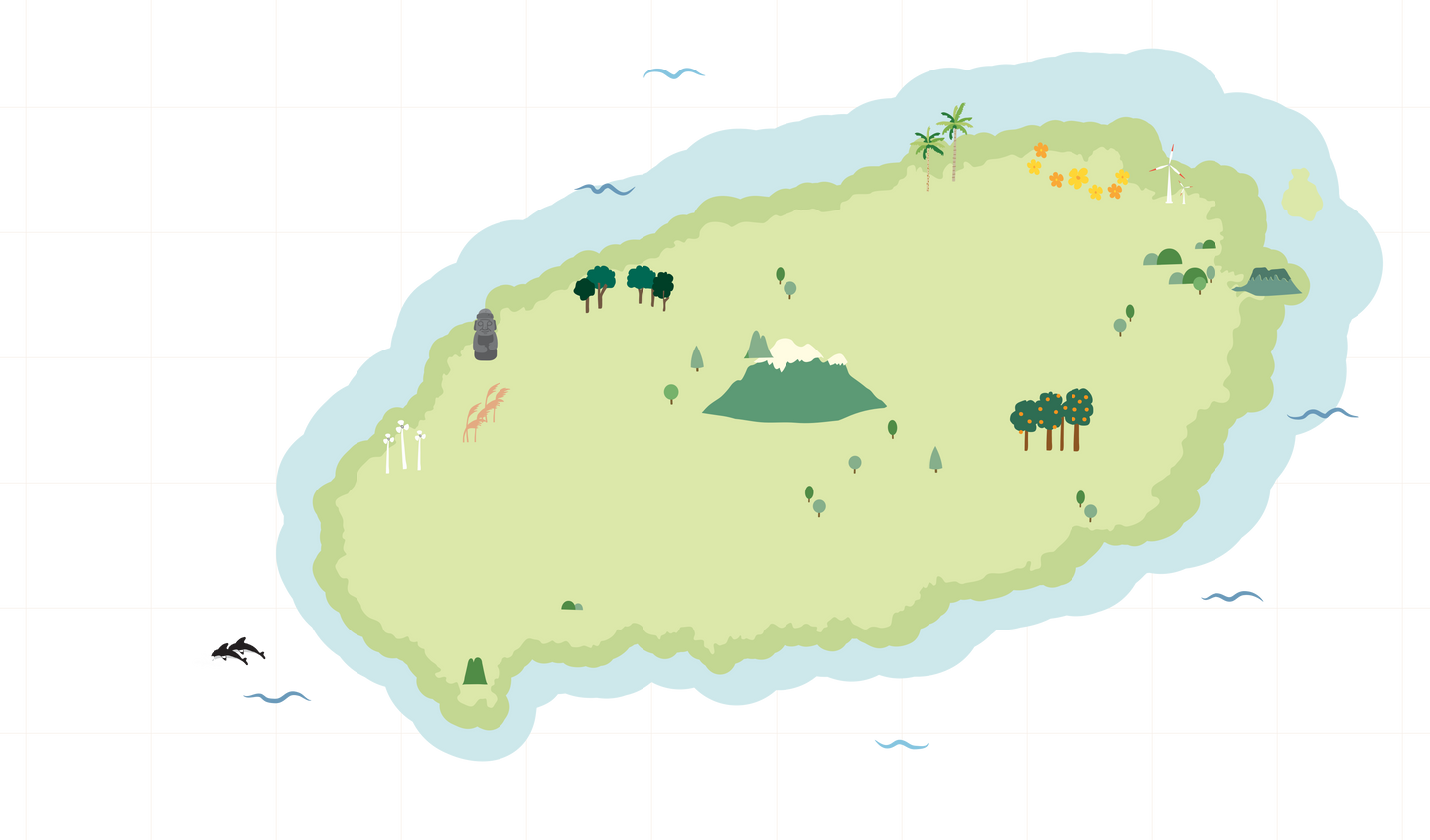 Green Island With Blue Boarder