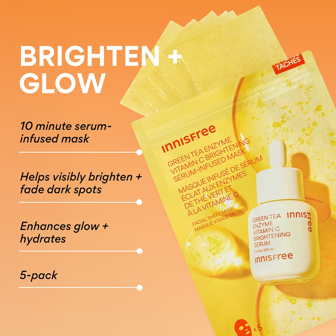 Serum-Infused Sheet Mask 5 Pack - Vitamin C Brightening, benefits