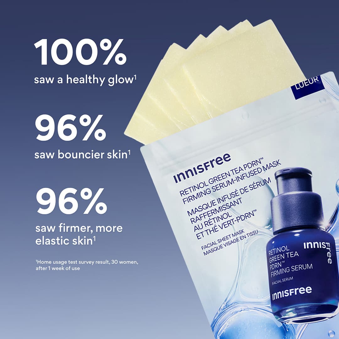 Serum-Infused Sheet Mask 5 Pack - Green Tea PDRN™ Firming, claims