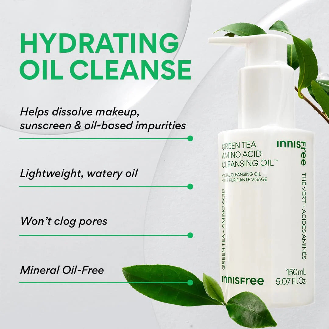 Green Tea Mini Double Cleanse + Hydrate Trio: green tea cleansing oil clinicals