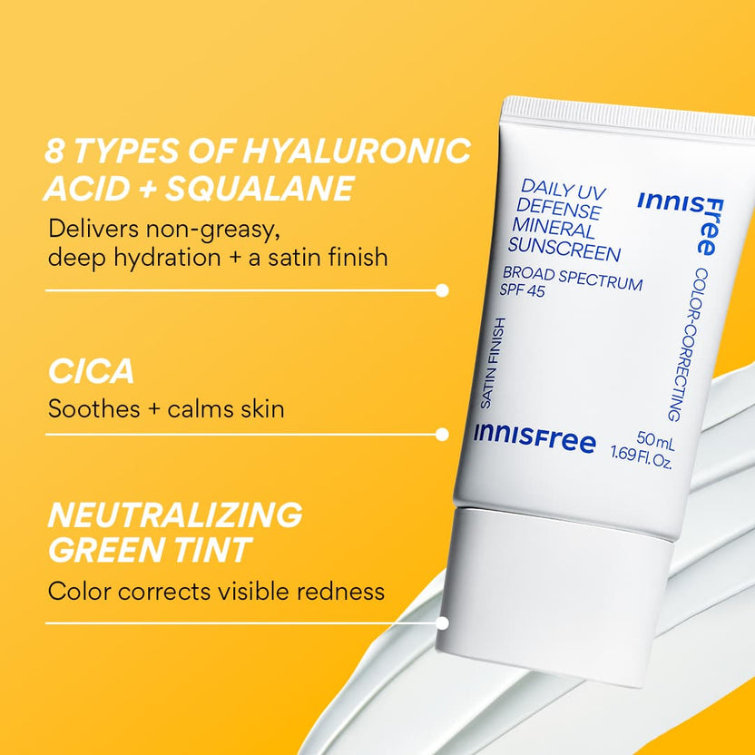 Daily UV Defense Mineral Sunscreen SPF 45 with Color Correction | innisfree