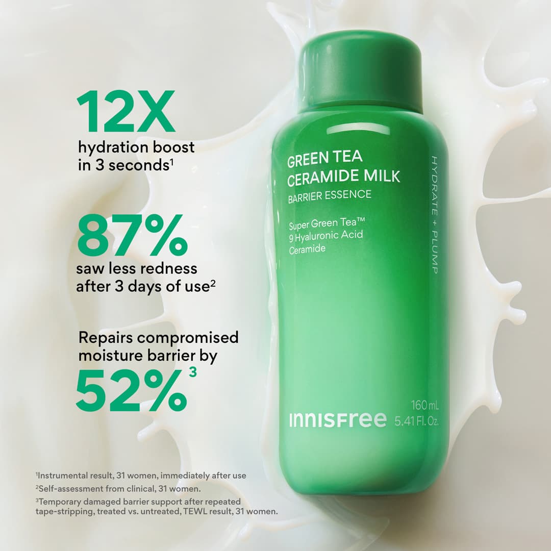 Green Tea Ceramide Milk Barrier Essence clinical claims