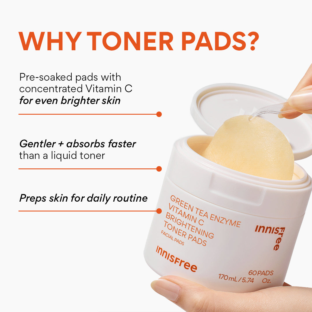Green Tea Enzyme Vitamin C Brightening Toner Pads
