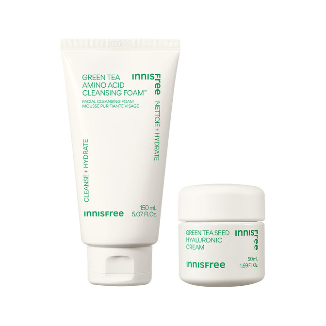 The Green Tea Starter Essentials  packshot featuring Green Tea Cleansing Foam and Green Tea Hyaluronic Cream