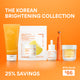 Enlarge image of Innisfree Korean skincare products on an orange background with text about the brightening collection and savings.
