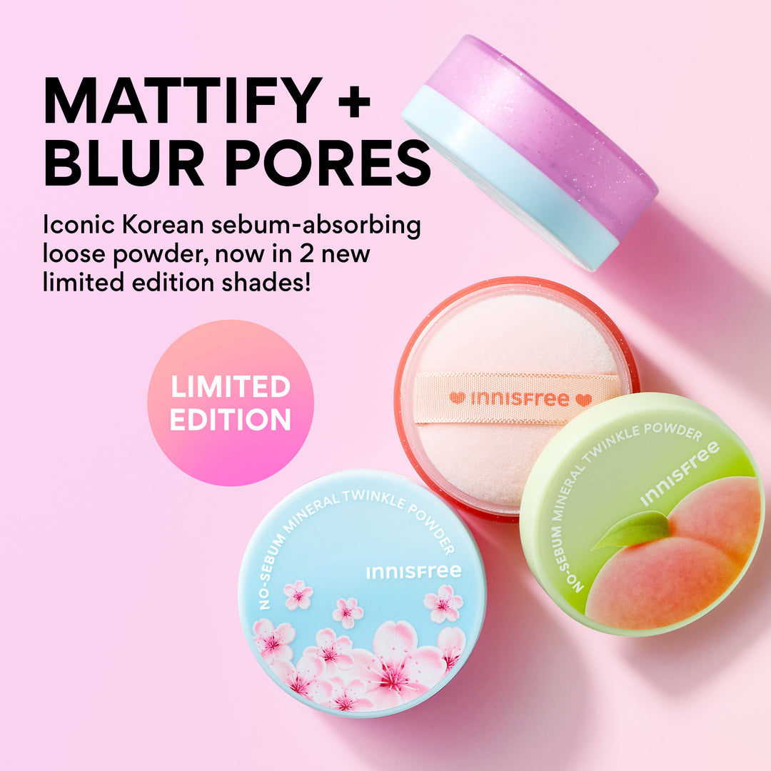 innisfree No-Sebum Mineral Powder: PEACH BLOSSOM, mattify + blur pores limited edition shade