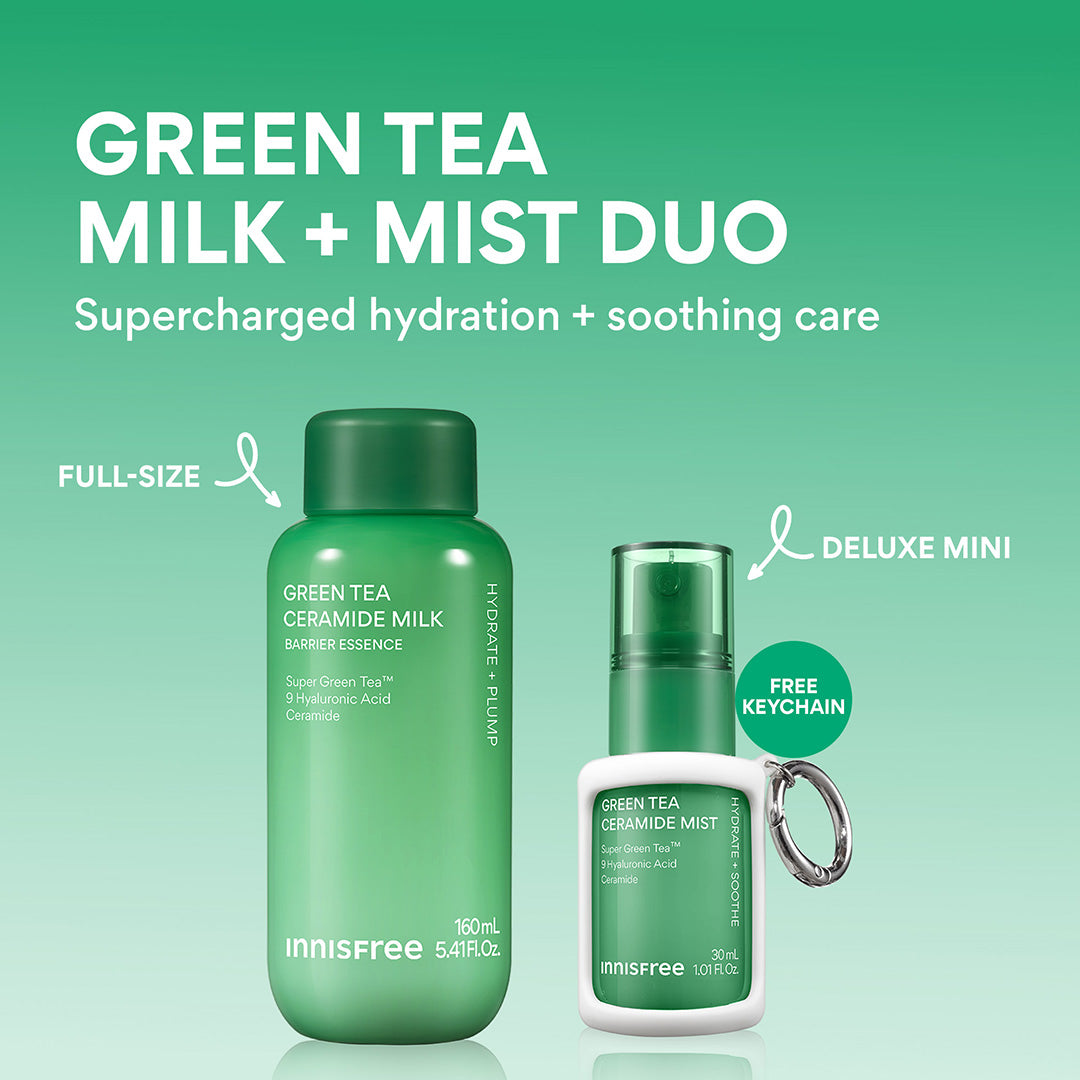 green tea milk + mist duo: supercharged hydration + soothing care