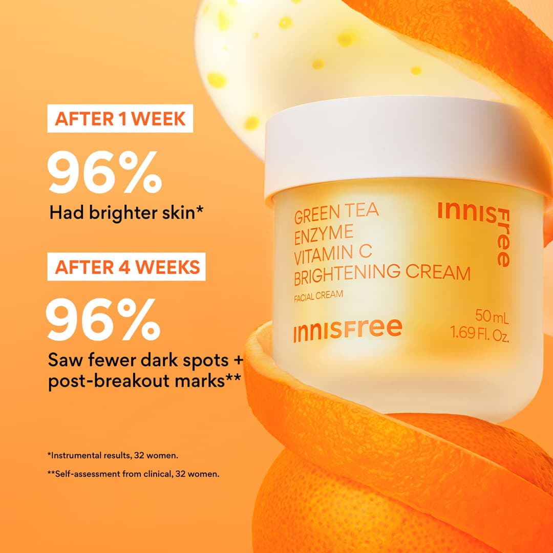 Green Tea Enzyme Vitamin C Brightening Cream for Face | innisfree