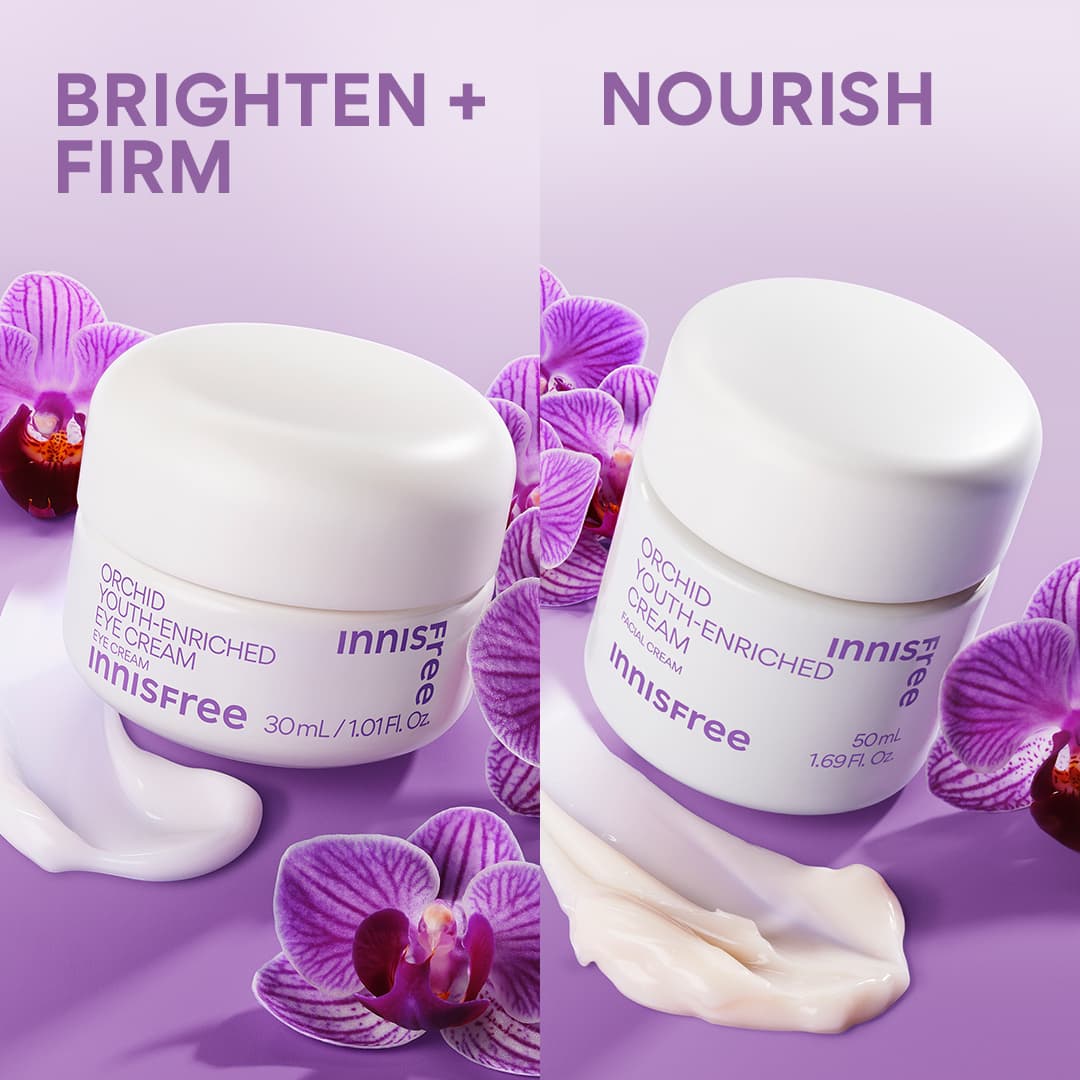 brighten and firm with orchid eye cream, nourish with orchid cream