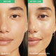 Enlarge image of Before and after comparison of a woman&amp;#39;s face with hydrated, glowing skin after 1 use of Green Tea Hyaluronic Cream