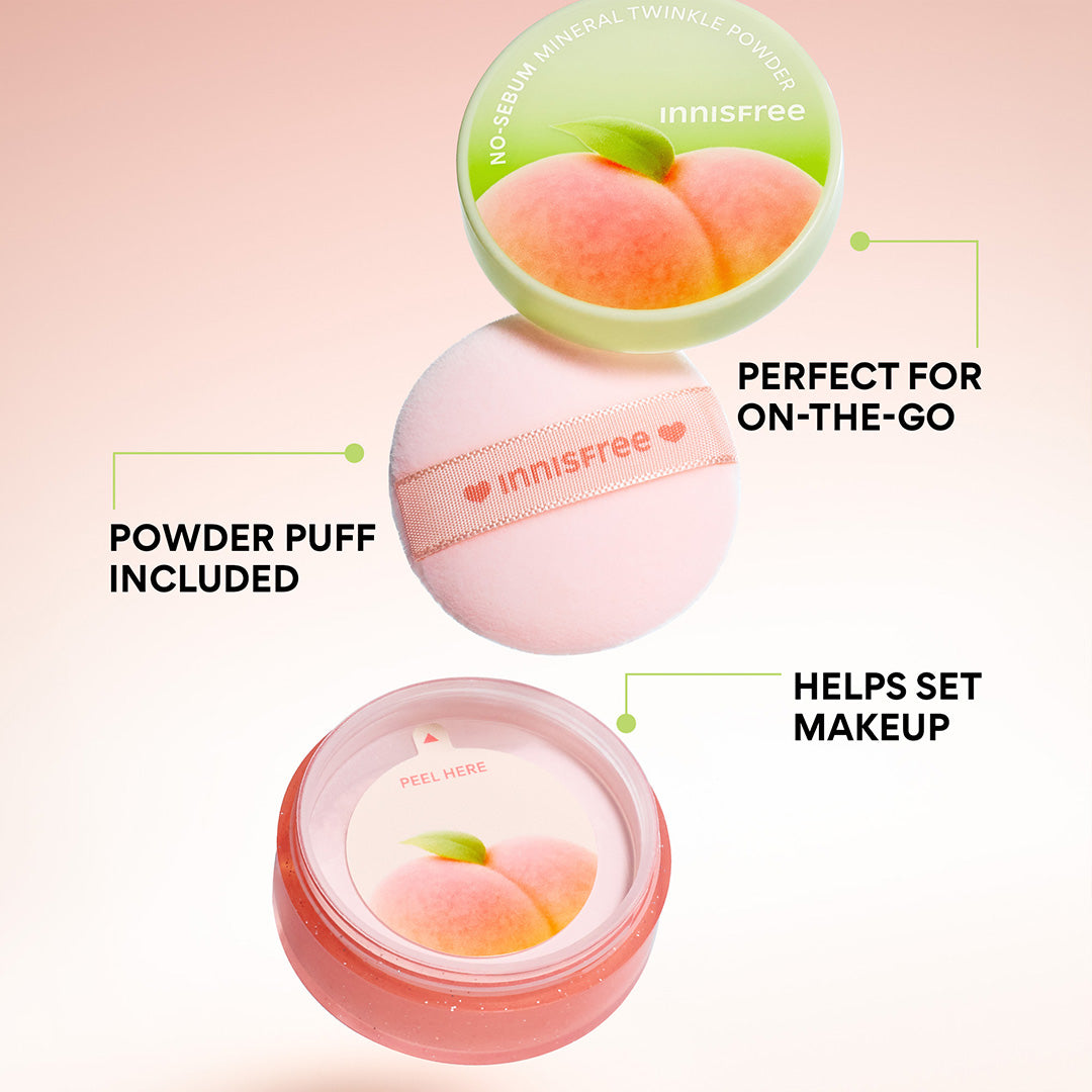 innisfree No-Sebum Mineral Powder: PEACH BLOSSOM, benefits and powder puff included