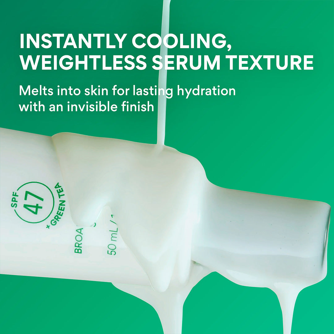 Green Tea Sunscreen Serum - instantly cooling, weightless serum texture