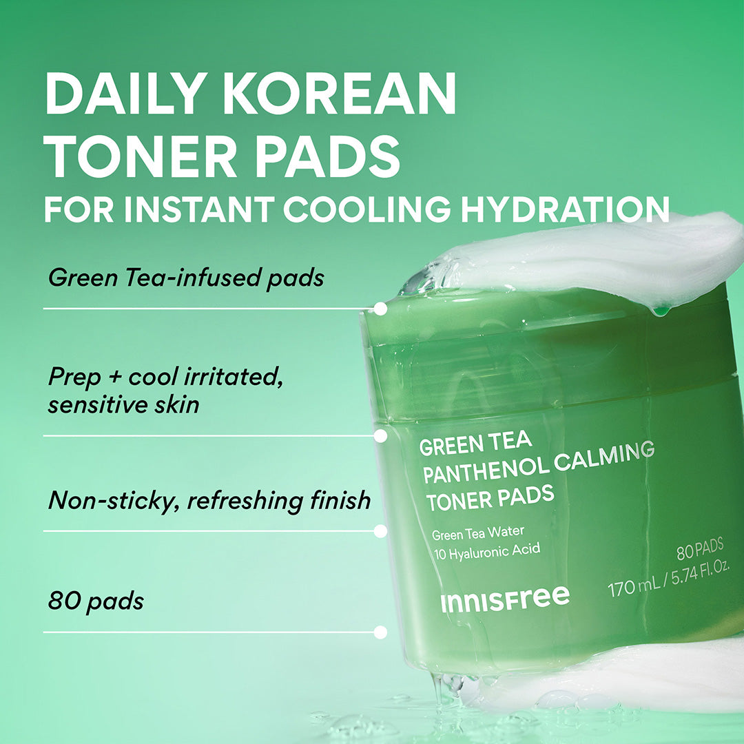 daily korean toner pads for instant cooling hydration: Green Tea Toner Pads benefits