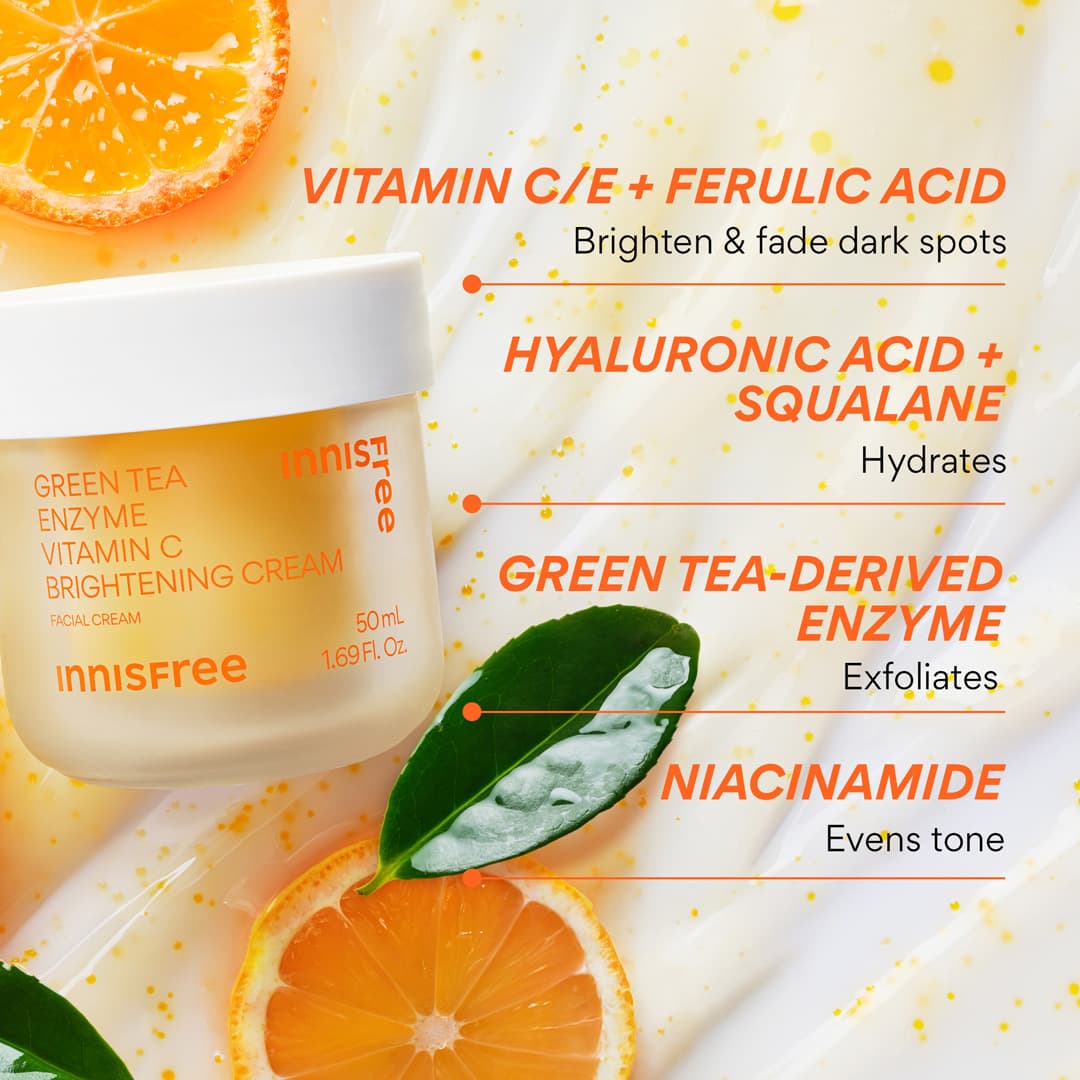 Green Tea Enzyme Vitamin C Brightening Cream for Face | innisfree