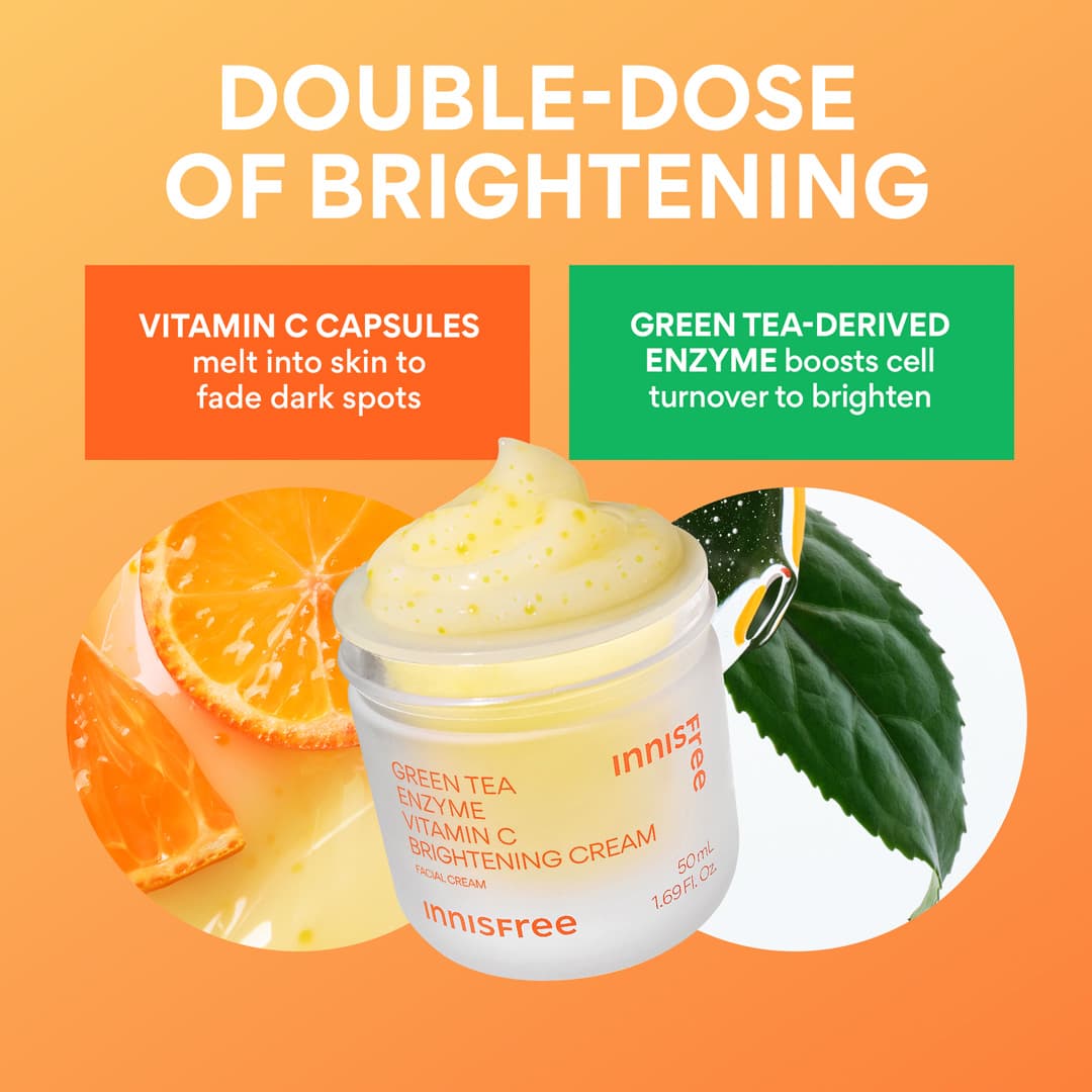 Green Tea Enzyme Vitamin C Brightening Cream for Face | innisfree