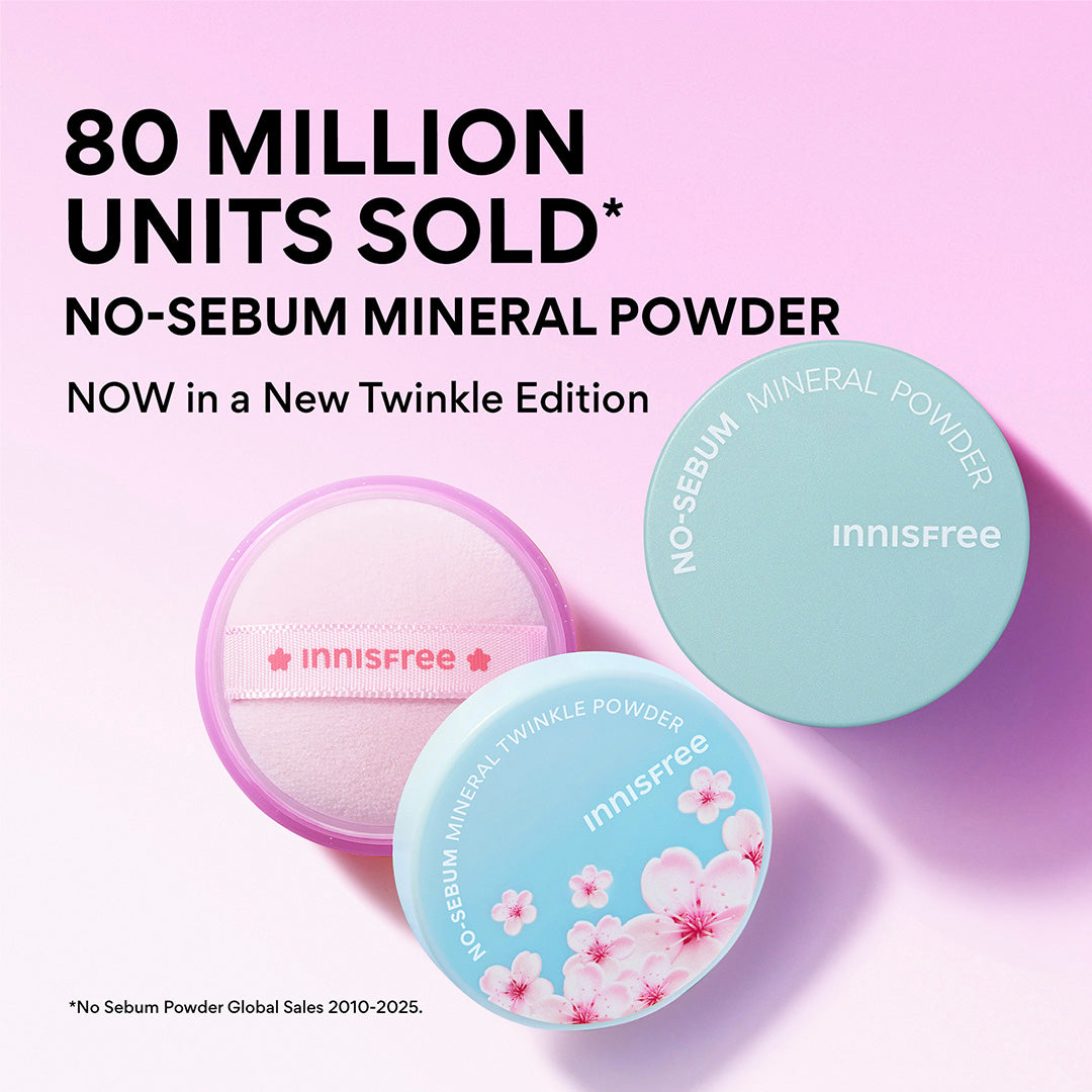 innisfree No-Sebum Mineral Powder: CHERRY BLOSSOM, 80 million units sold* claim