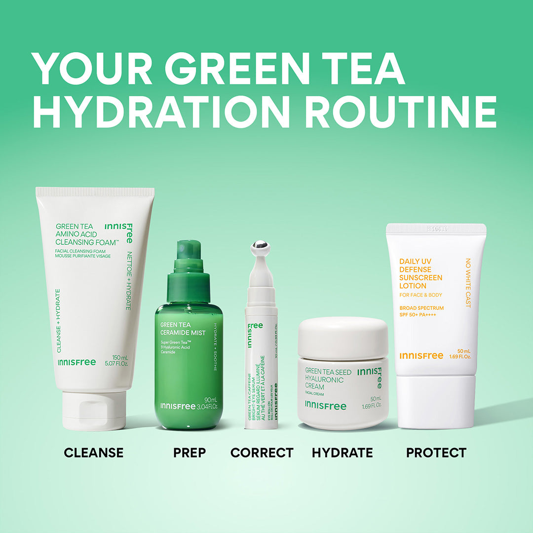 your green tea hydration routine featuring Green Tea Ceramide Mist