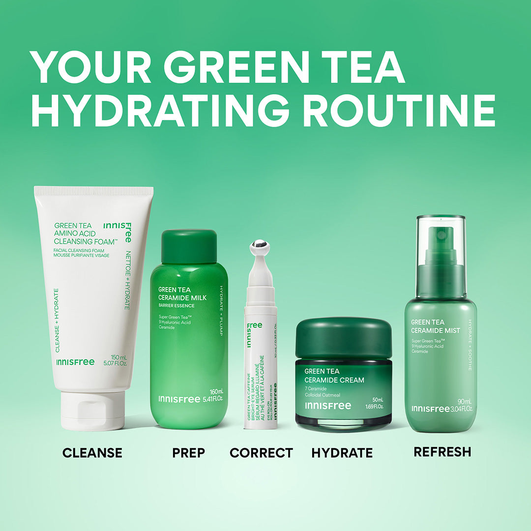 your green tea hydrating routine featuring Green Tea Ceramide Milk and Green Tea Ceramide Mist