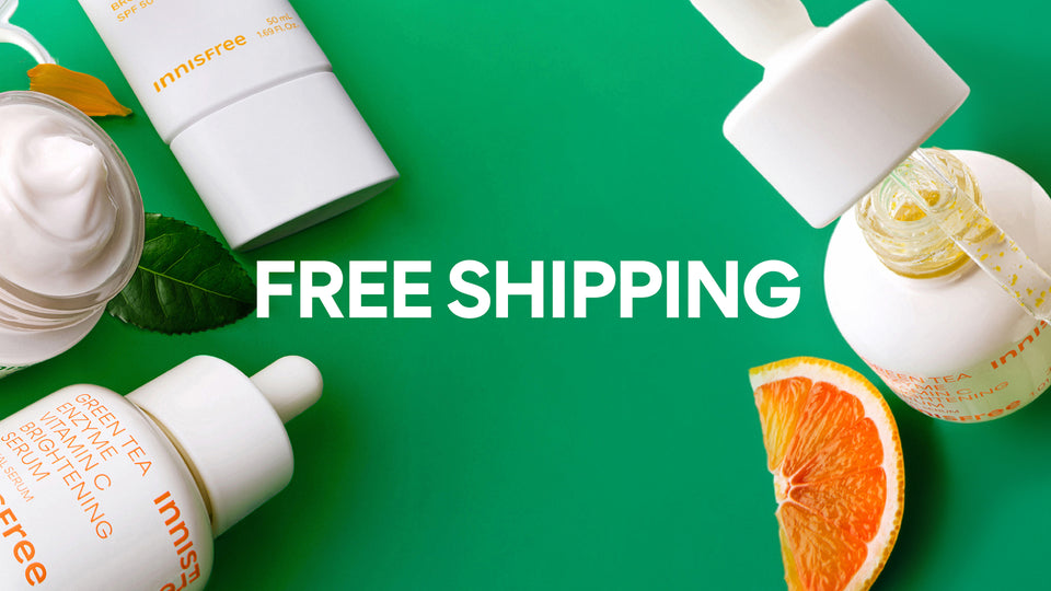 innisfree products background with free shipping text