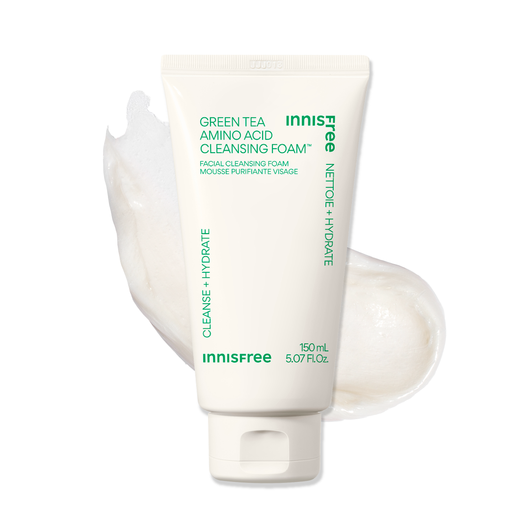 green tea cleansing foam with texture swatch