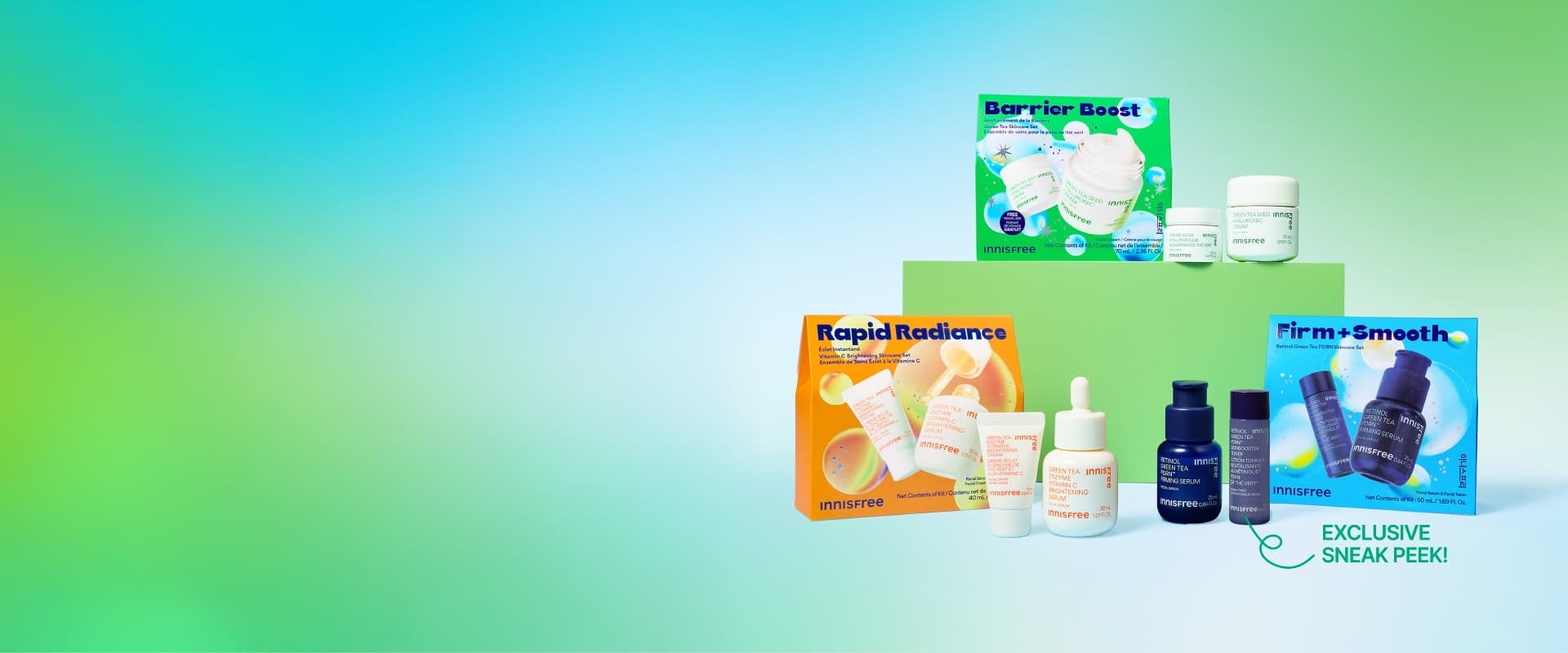 holiday sets ft. barrier boost, rapid radiance, firm + smooth