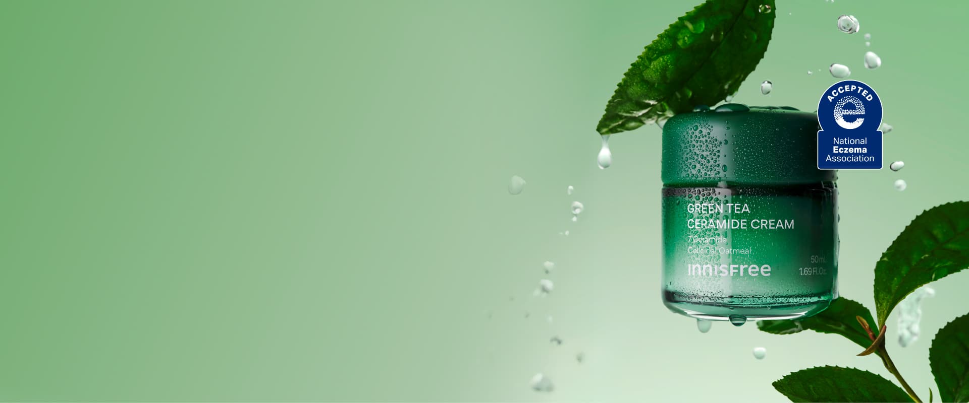 Green Tea Ceramide Cream, 50mL, Accepted by the National Eczema Association