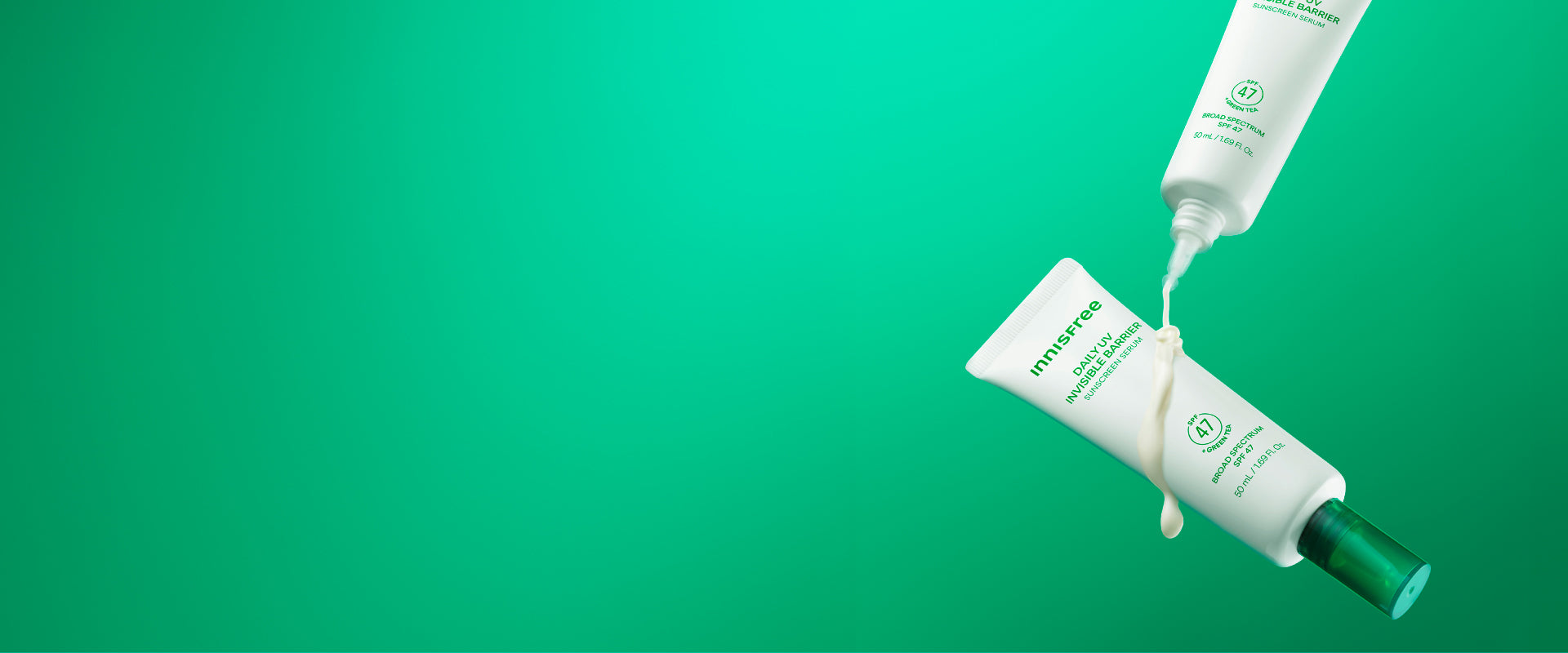 Daily UV Invisible Barrier Sunscreen Serum Broad Spectrum SPF 47 with Green Tea with texture