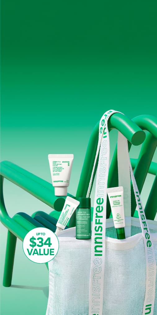 free green tea soothing sun routine + white mesh tote bag with orders $65+ and $100+