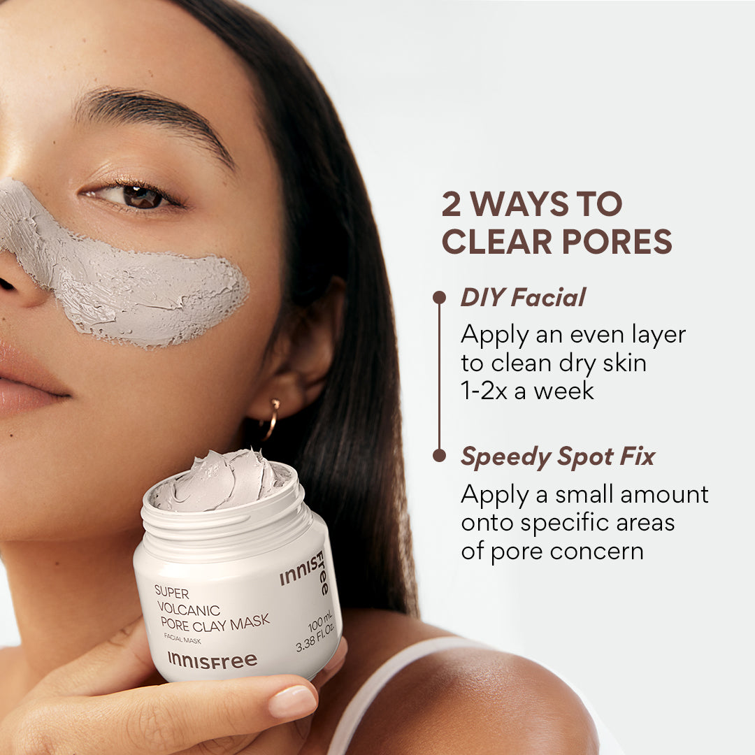 Two ways to use volcanic pore clay mask