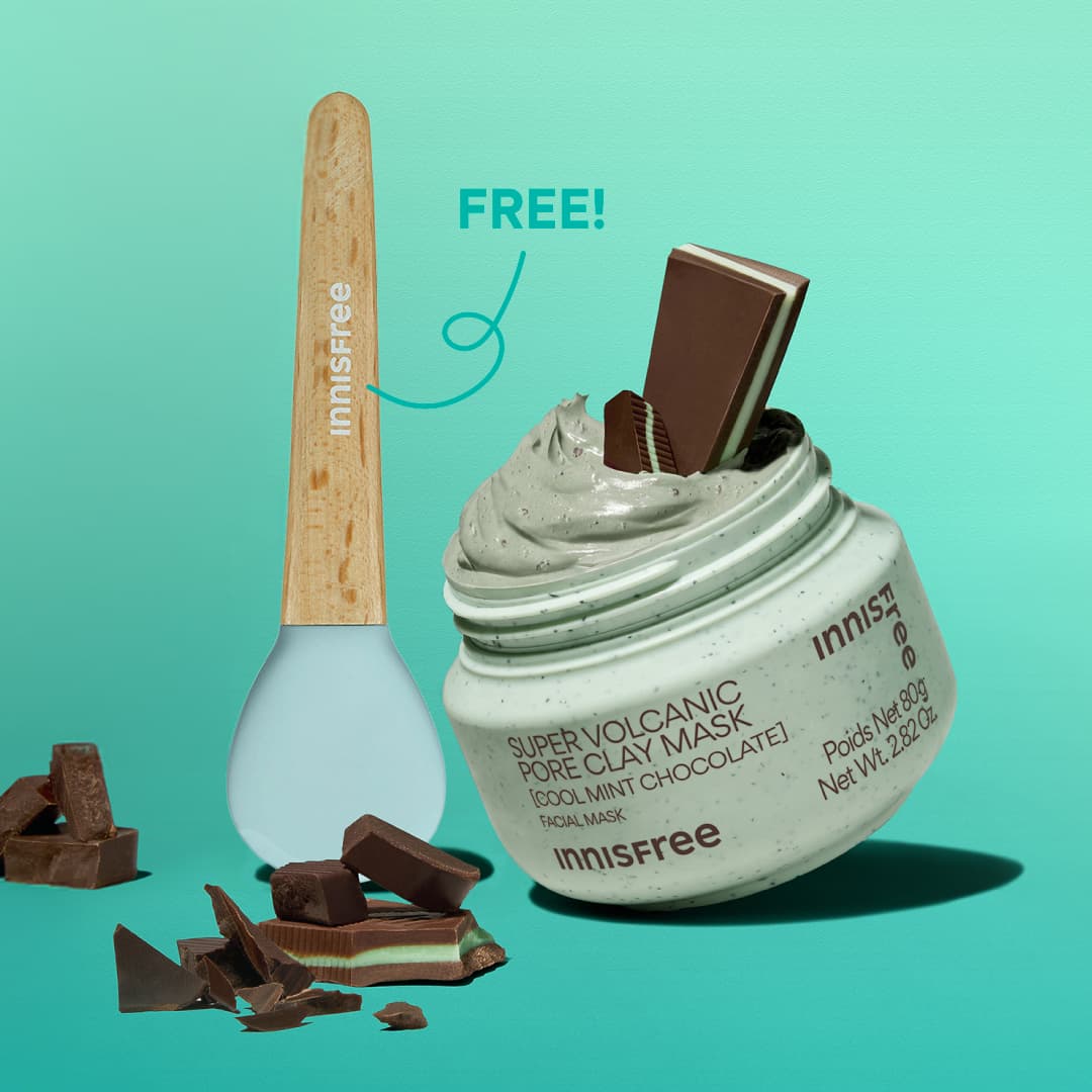 FREE scoop spatula for mess-free masking with purchase of Volcanic Clay Mask Cool Mint Chocolate 