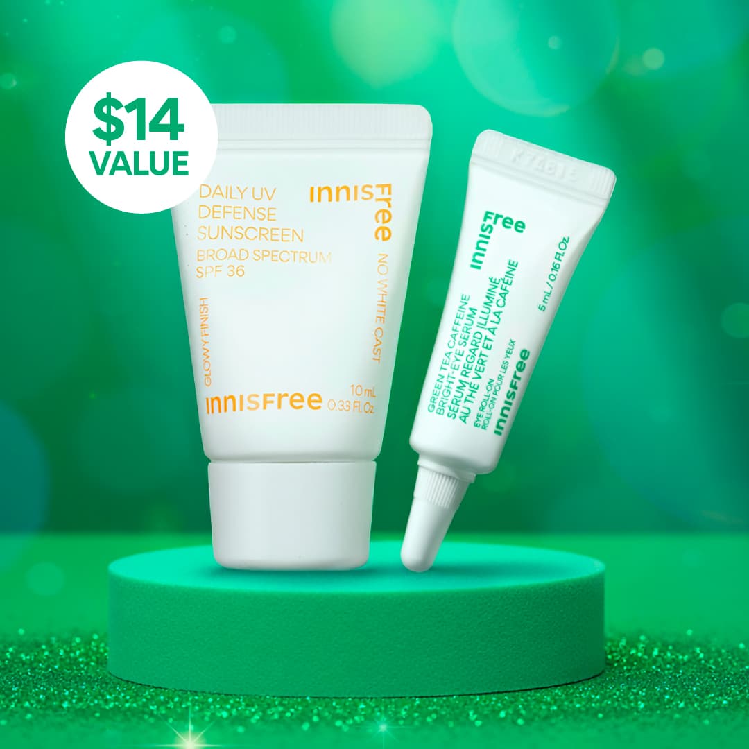 FREE holiday party duo (Daily UV SPF 10mL and Green Tea Eye Serum 5mL) with orders $65+