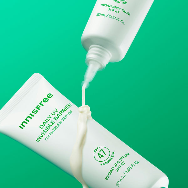 Daily UV Invisible Barrier Sunscreen Serum Broad Spectrum SPF 47 with Green Tea with texture