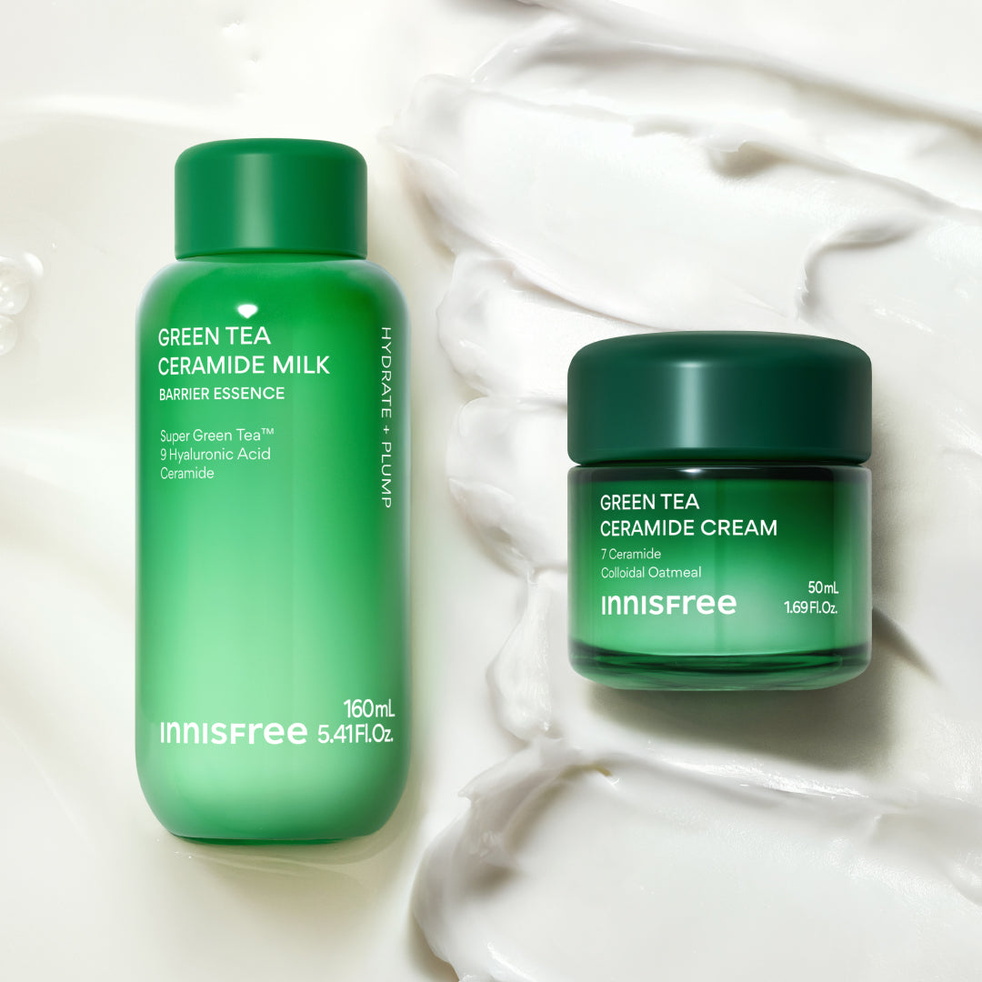 sensitive skin collection featuring Green Tea Ceramide Milk and Green Tea Ceramide Cream