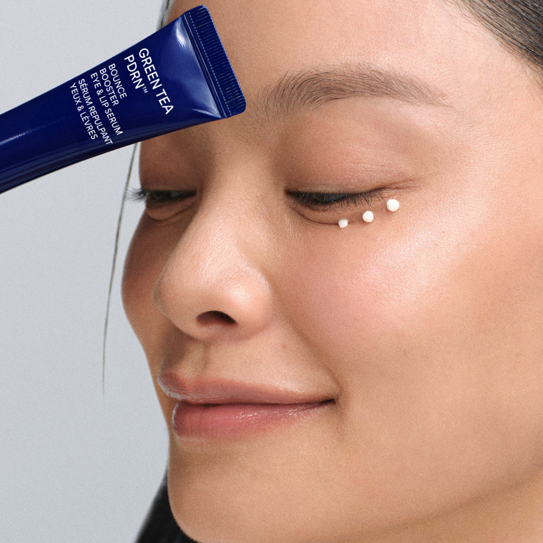 Green Tea PDRN™ Bounce Booster Eye & Lip Serum model application under eyes