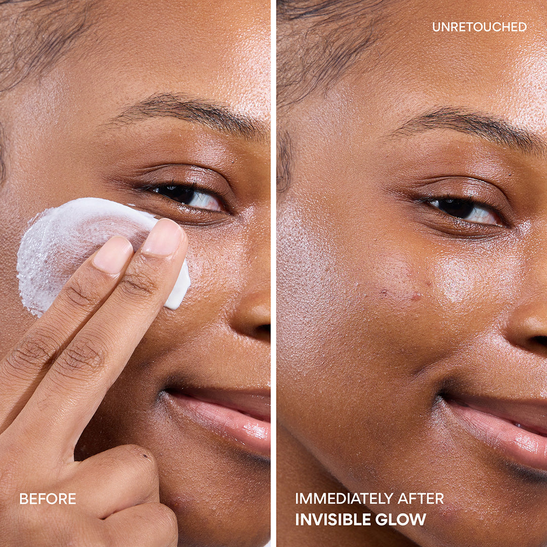 Daily UV Defense Sunscreen SPF 50+ PA++++ before and immediately after on face