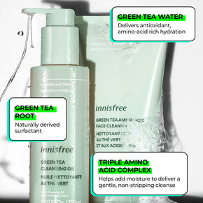 Green Tea Face Cleanser Ingredients: Green Tea Water, Green Tea Root, Triple Amino Acid Complex